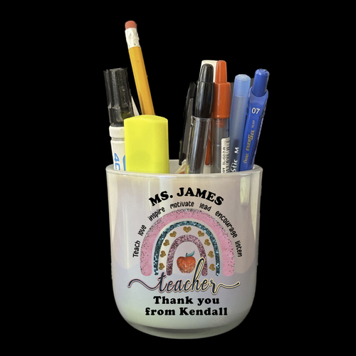 Glass Pencil Pot  - Rainbow Teacher Qualities