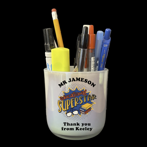 Glass Pencil Pot  - Superstar Teacher 