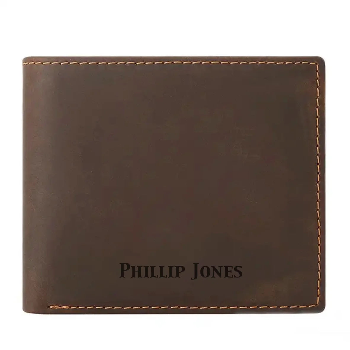 Brown Leather Wallet - Name