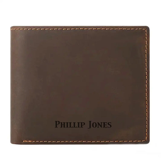 Brown Leather Wallet - Name